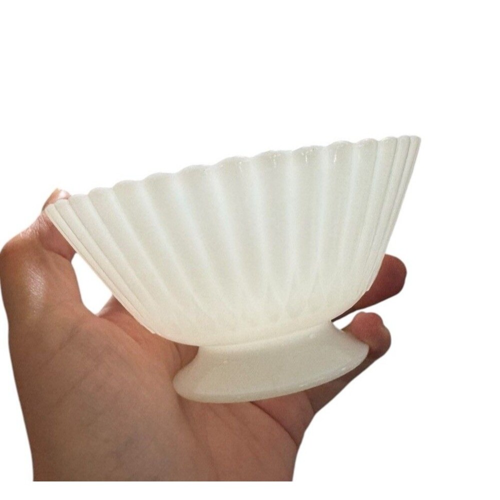 Set Of Four 4 MacBeth‎ Evans White Petalware Footed Sherbet Dish (4)